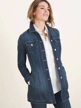 Chico's relaxed longer cut denim jacket in Westward Indigo Size 3P
